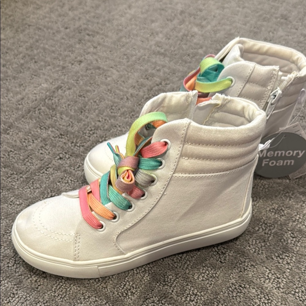 GAP Kids White Sneakers with Rainbow Laces